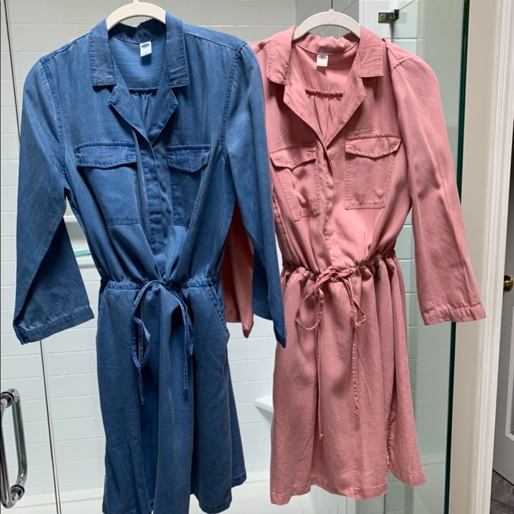 Lot of 2 denim cargo-style dresses